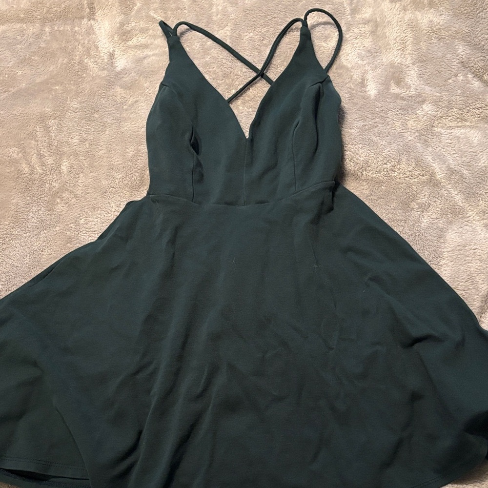 Lulu's Forest Cross-Back Mini Dress